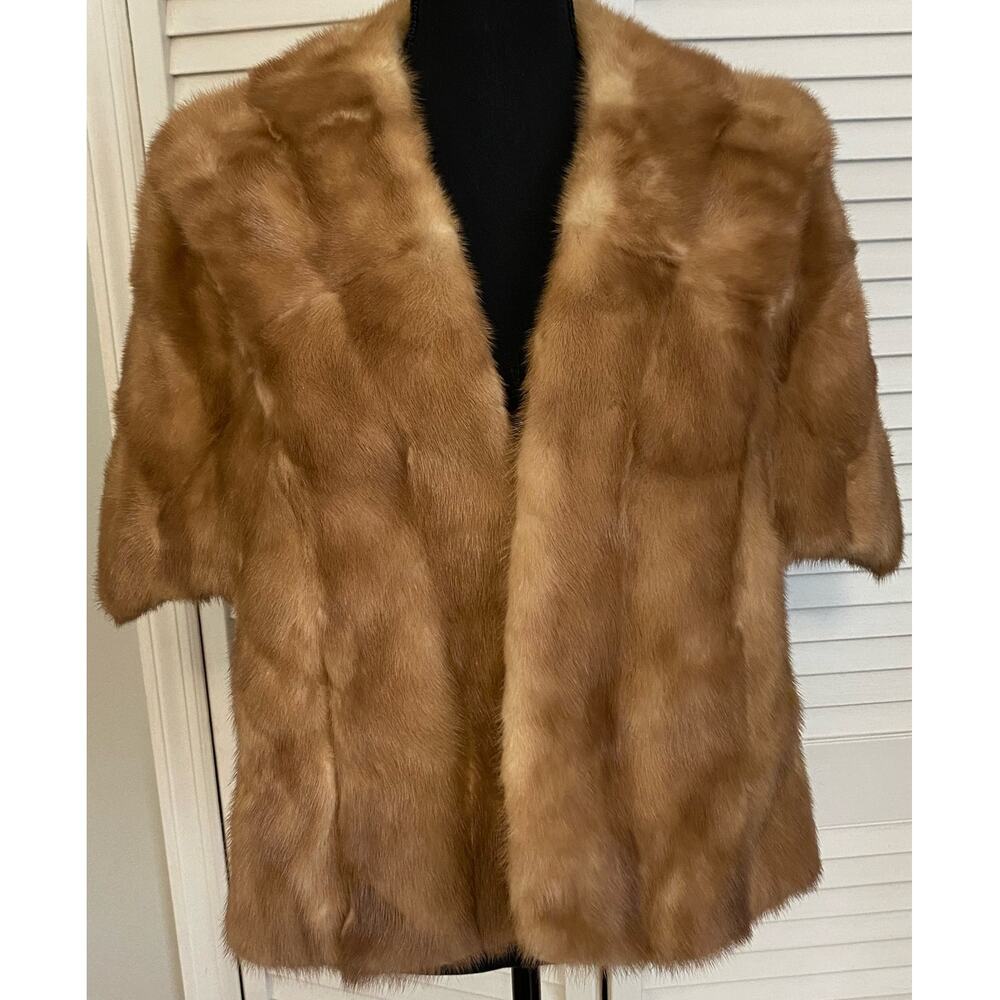 MCM Fur Mink stole cape shrug Vintage Authentic Soft Blonde Mink Hollywood Glam‎